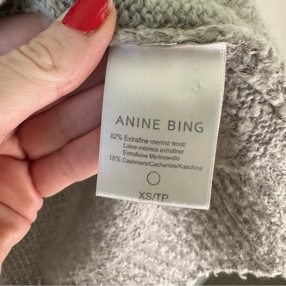 ANINE BING KENDRICK SWEATER UNIVERSITY NYC HEATHER GREY SZ XS - Picture 7 of 9